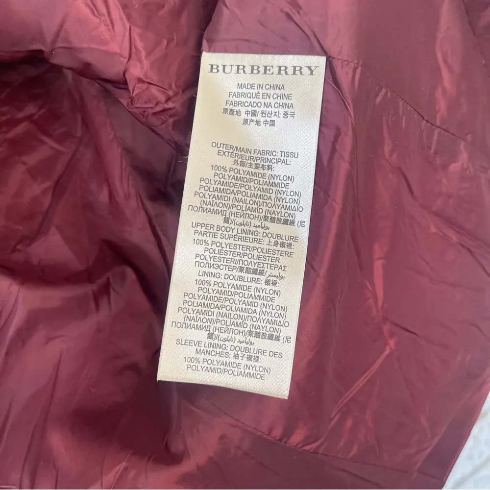 Burberry Brit Quilted Jacket Deep Burgundy Women’s Size Small - Image 9