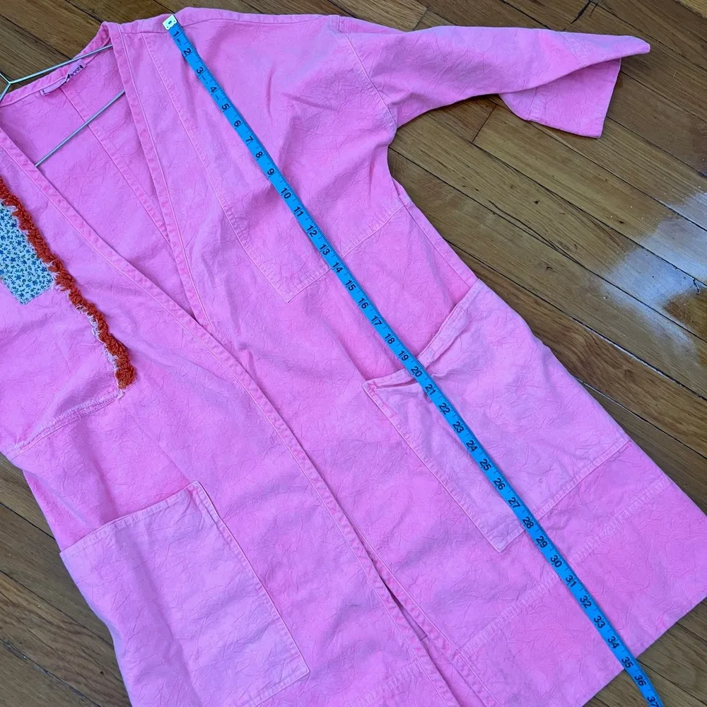 APIECE APART Hot Pink Patchwork Cotton Canvas Open Cardigan Jacket Size M / L - Image 14