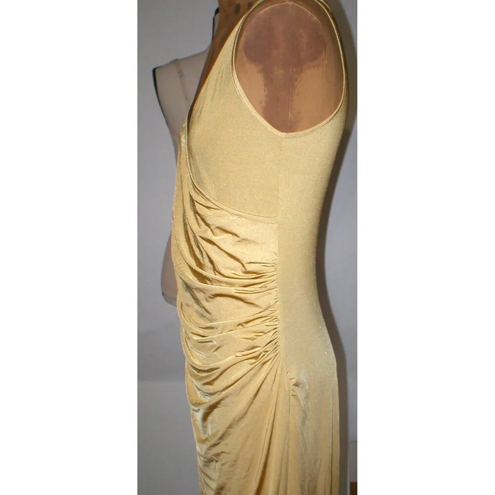 New Womens 8 NWT Dress 44 Betta Beach Gold Split leg Tank Sexy Silky Italy Polya - Image 5