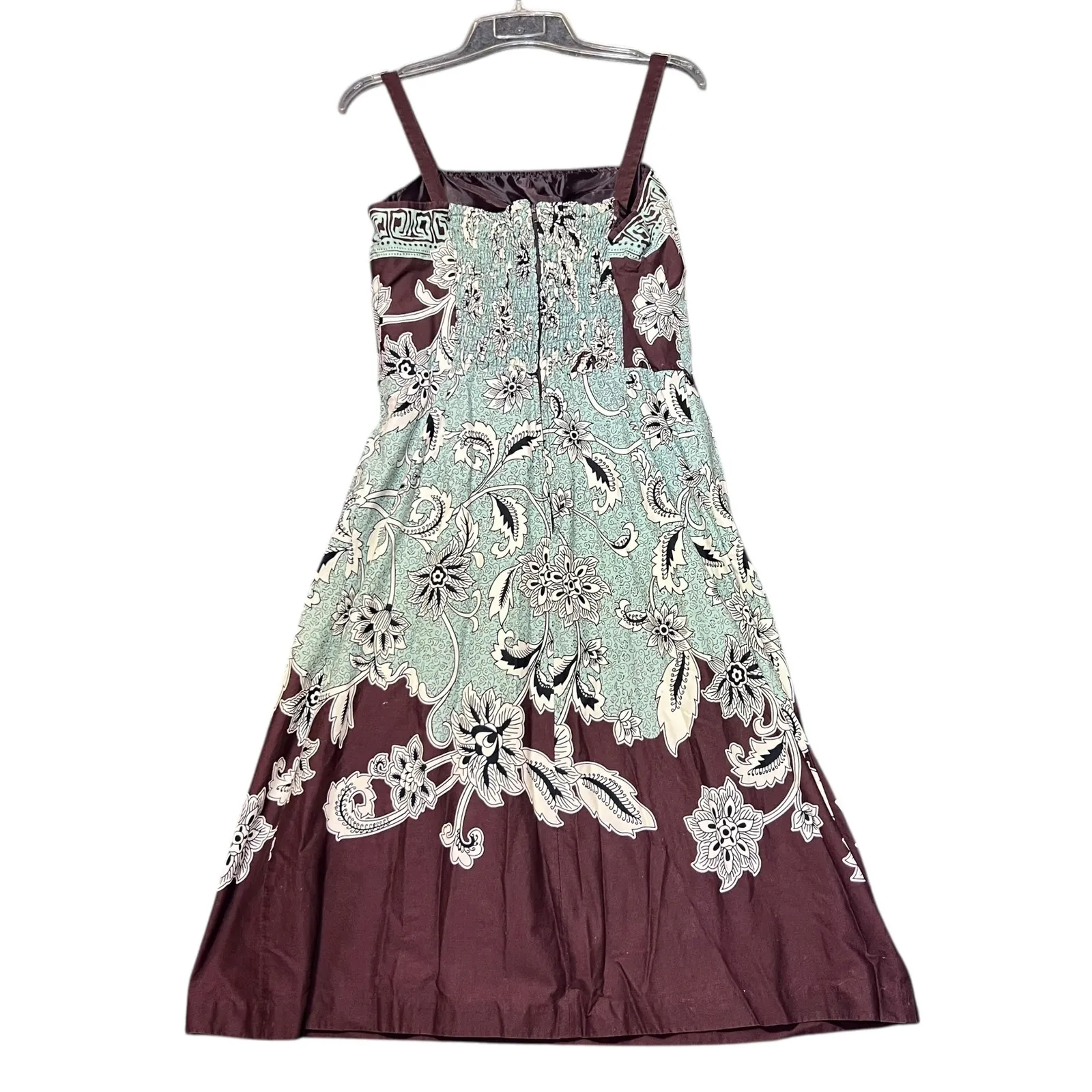 Madison Leigh Sundress Womens 8 Brown Paisley FLoral Midi Casual Boho Cottage - Image 3