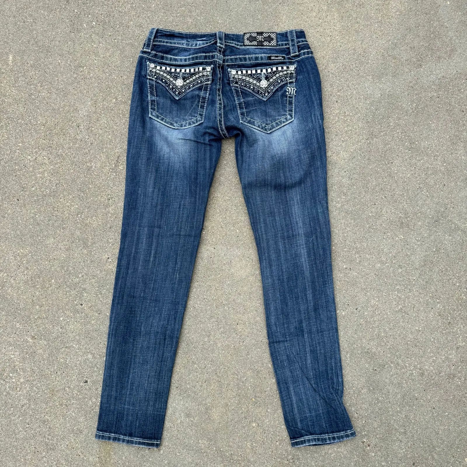 Miss Me Signature Skinny Bling Faux Flap Pocket Jeans Size 28x30 JP72435 - Image 3