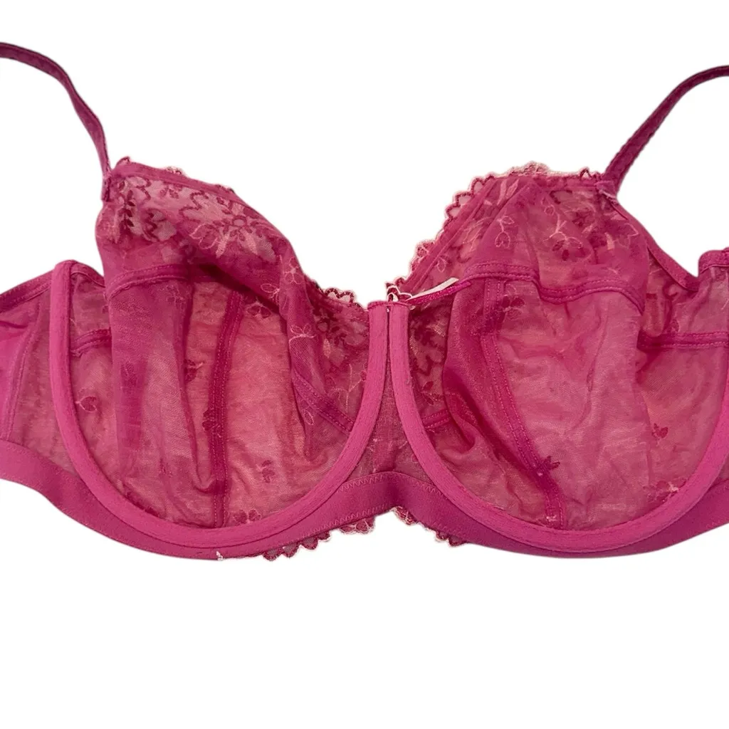 Panache Superbra Ariza Balconette Vibrant Pink Floral Lace Bra - Size: 32HH - Image 7