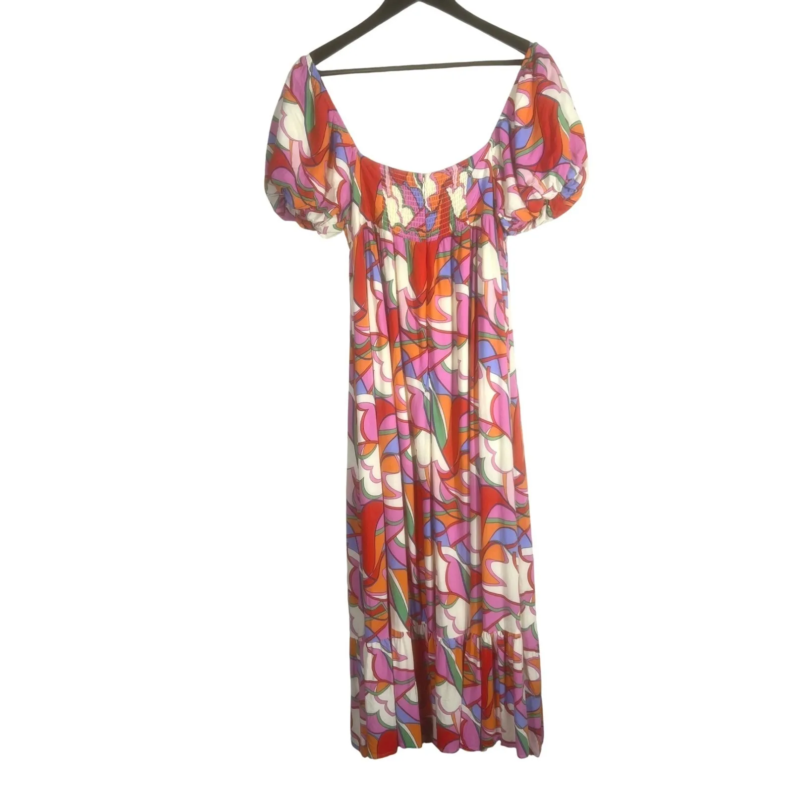 Golden by Golden Couture Maxi Dress‎ – Colorful Abstract Puff Sleeve – Size M Size M - Image 7