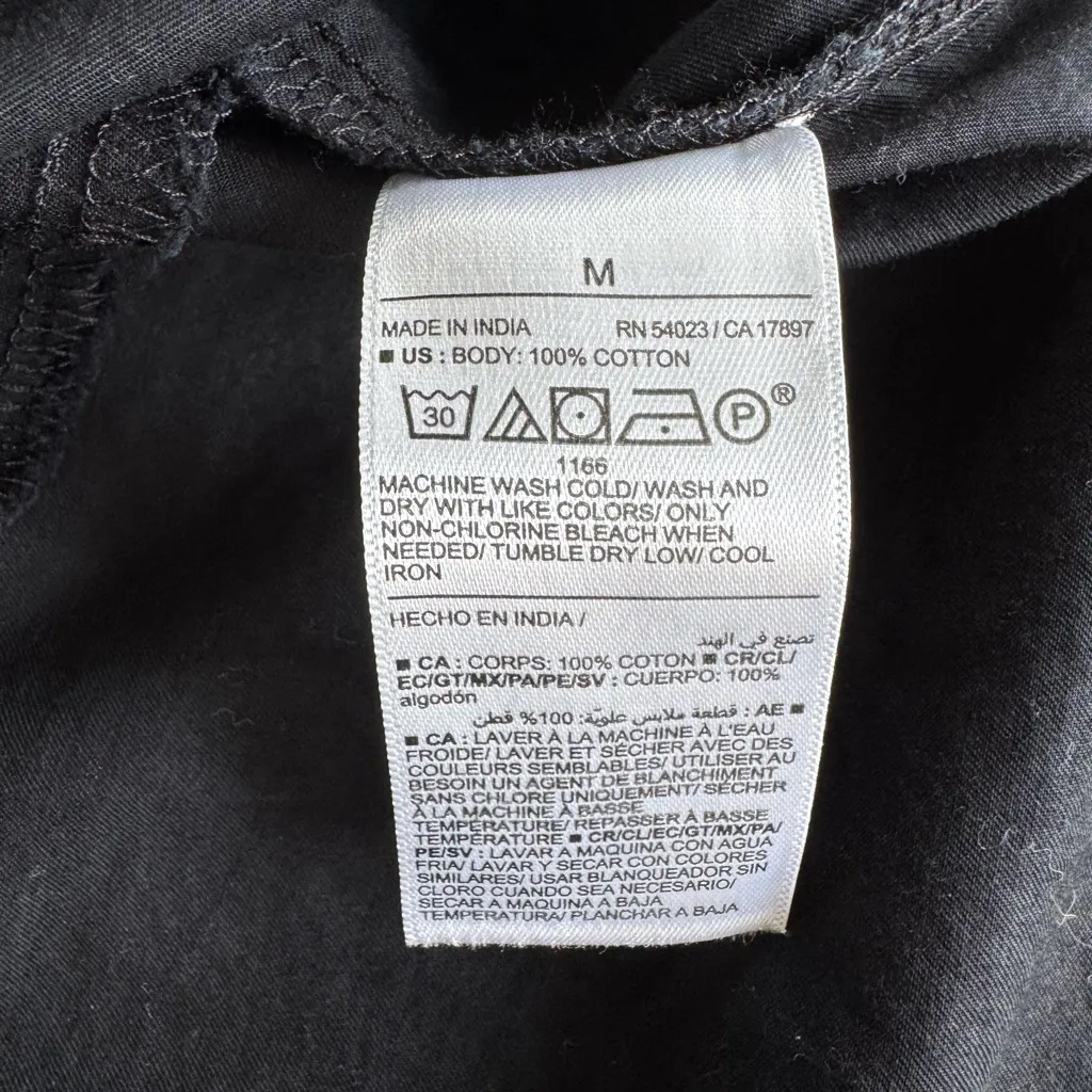 Old Navy Black Cotton Short Sleeve Button Down Shirt Dress French Style Medium - Image 7