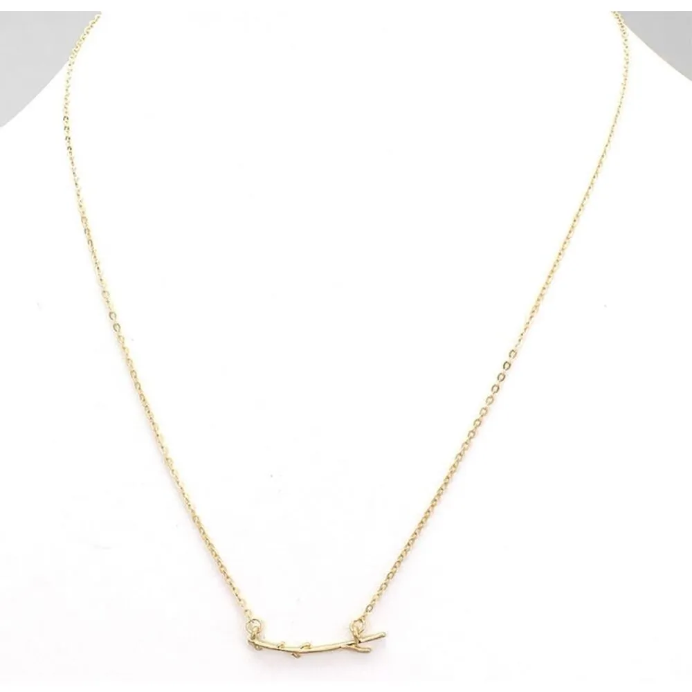 New Womens Owls Nest Jewelry Boutique Dainty Twig Branch Necklace in Gold - Image 2