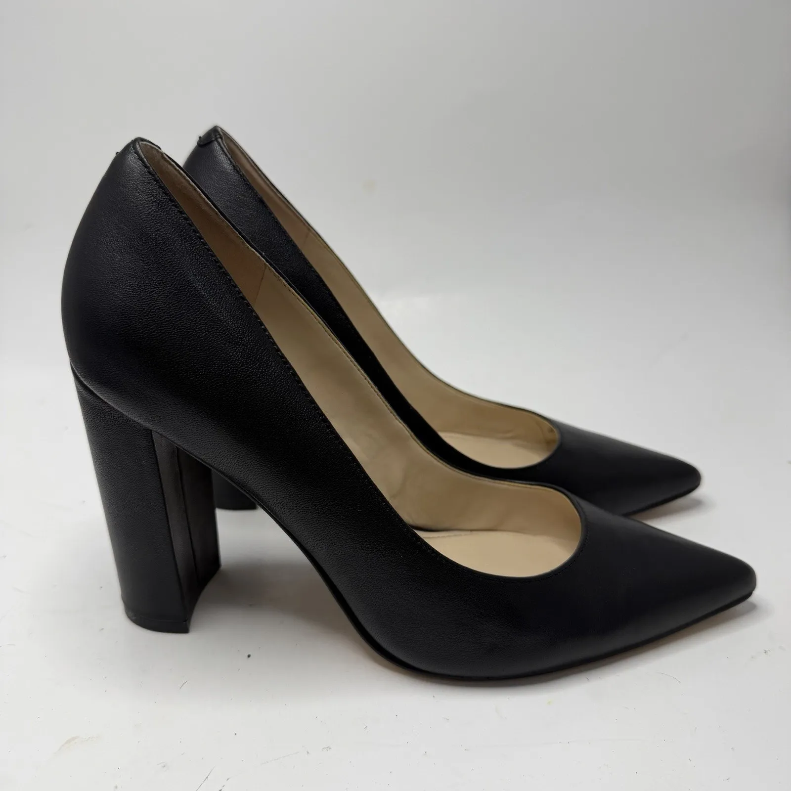 Marc Fisher Abilene Leather Pumps Size 8 M Black Pointed Toe Block Heel Classic - Image 4