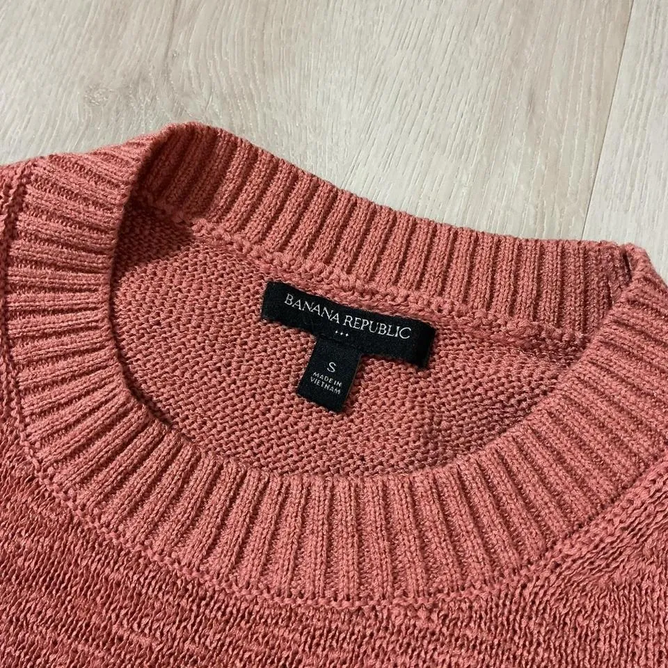 Banana Republic Women's Coral Knit Sweater 3/4 Sleeve Coastal Sustainable - Image 7