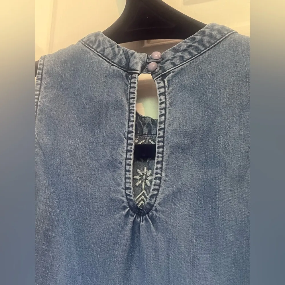 Speechless Blue Silver Embroidered Halter Sheath Denim Dress Sz XL - Image 4