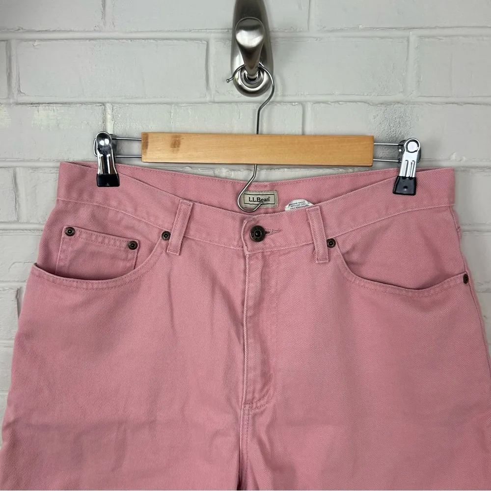 Vintage L.L.Bean Pink Denim Mom Shorts Size 12 - Image 4