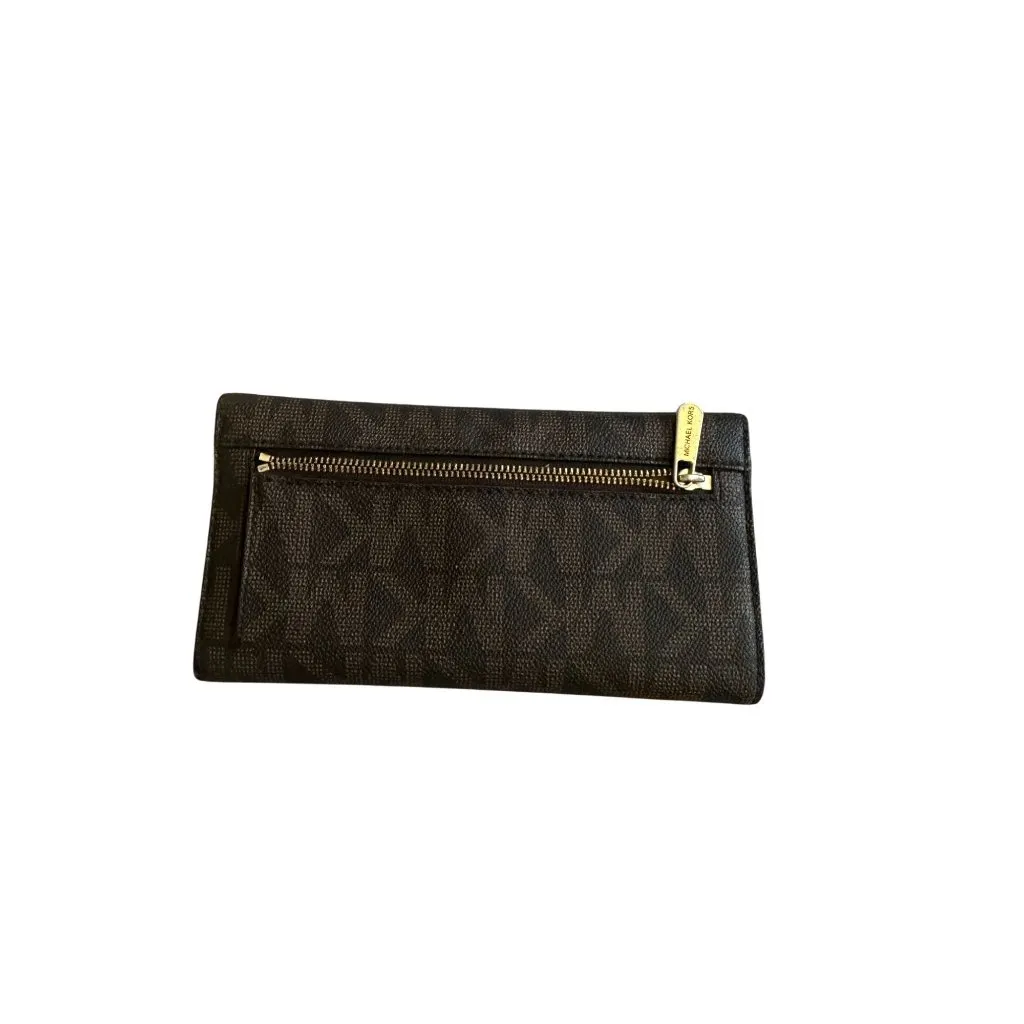 MICHAEL KORS Brown Logo Leather Clutch Wallet - Image 8
