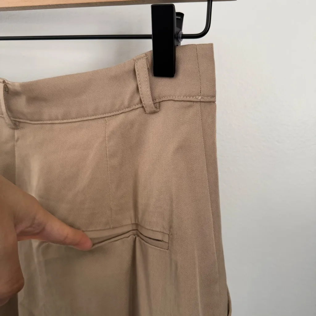 Reformation 2 Petite NEW Mason Pants Khaki relaxed fit office minimal high waist - Image 5