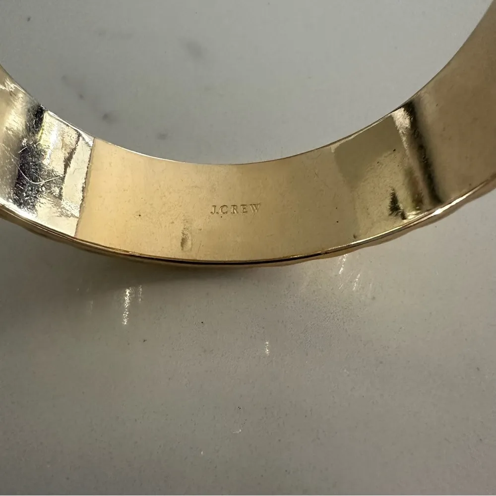 J. Crew Wide Herringbone Braided Woven Bandle Bracelet in Gold Tone 3/4" Wide - Image 5