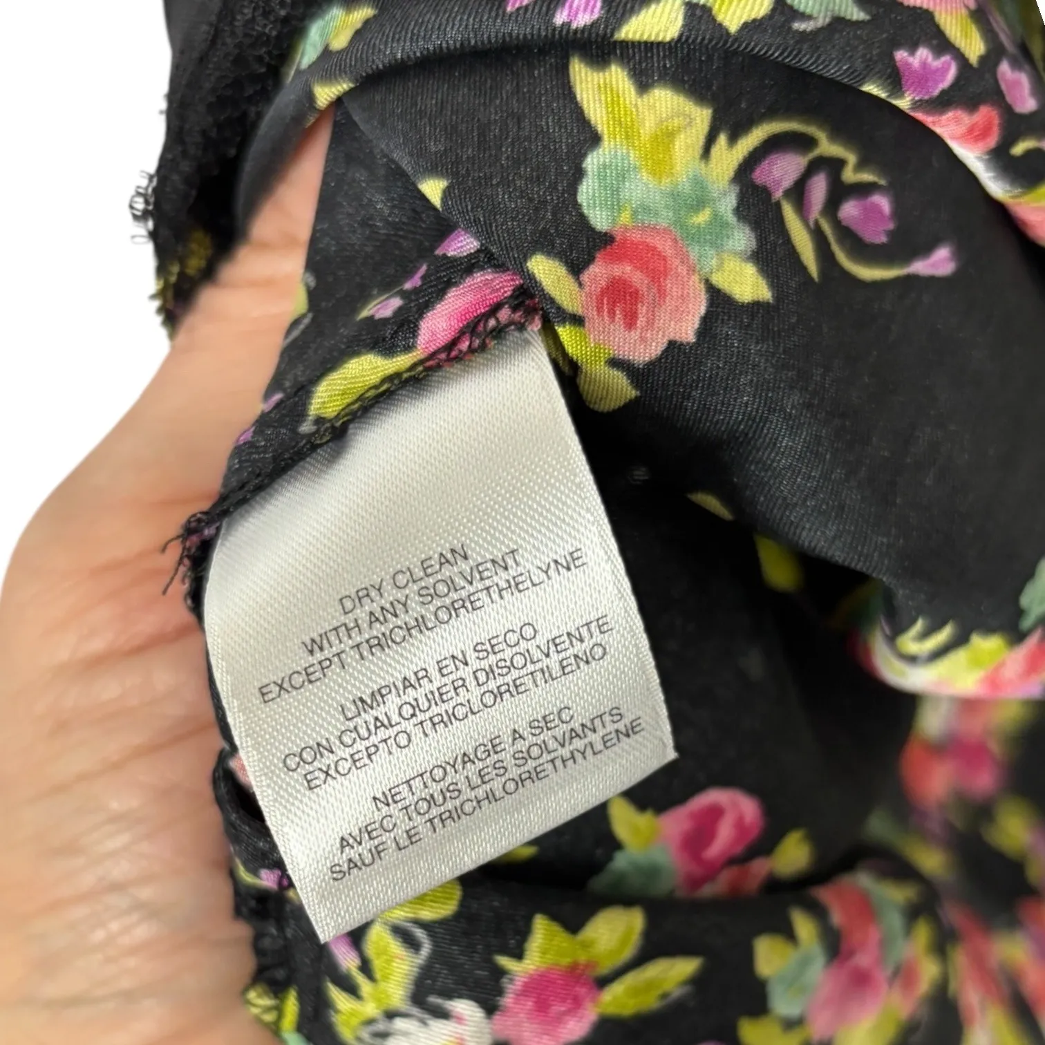 Vintage Nine West 100% Silk Black Floral Lace Trim Camisole Tank Top Womens sz 8 - Image 7