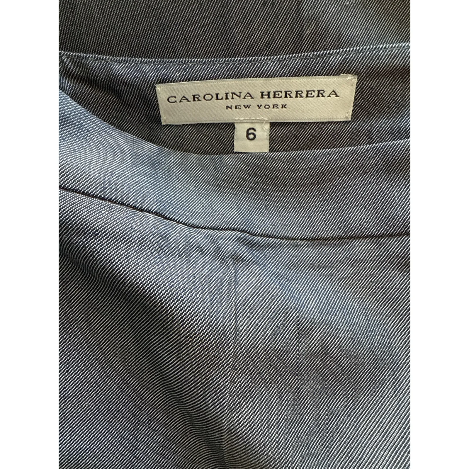 Carolina Herrera Silk Wide Leg Zip Back Pants Side Stitching Silver/Gray Size 6 - Image 7