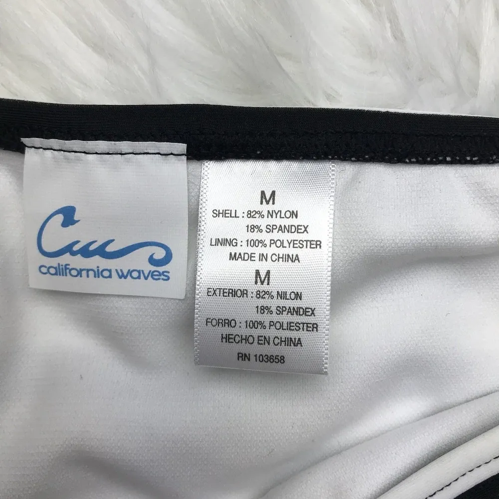 California Waves Contrast striped Polka dot Strappy Bikini Bottom Medium $28 - Image 3