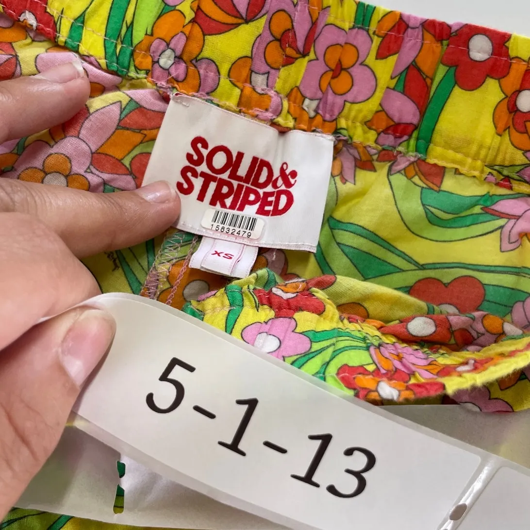 Solid & Striped Pants Womens X Small Yellow Floral Avril Ankle Cotton - Image 5