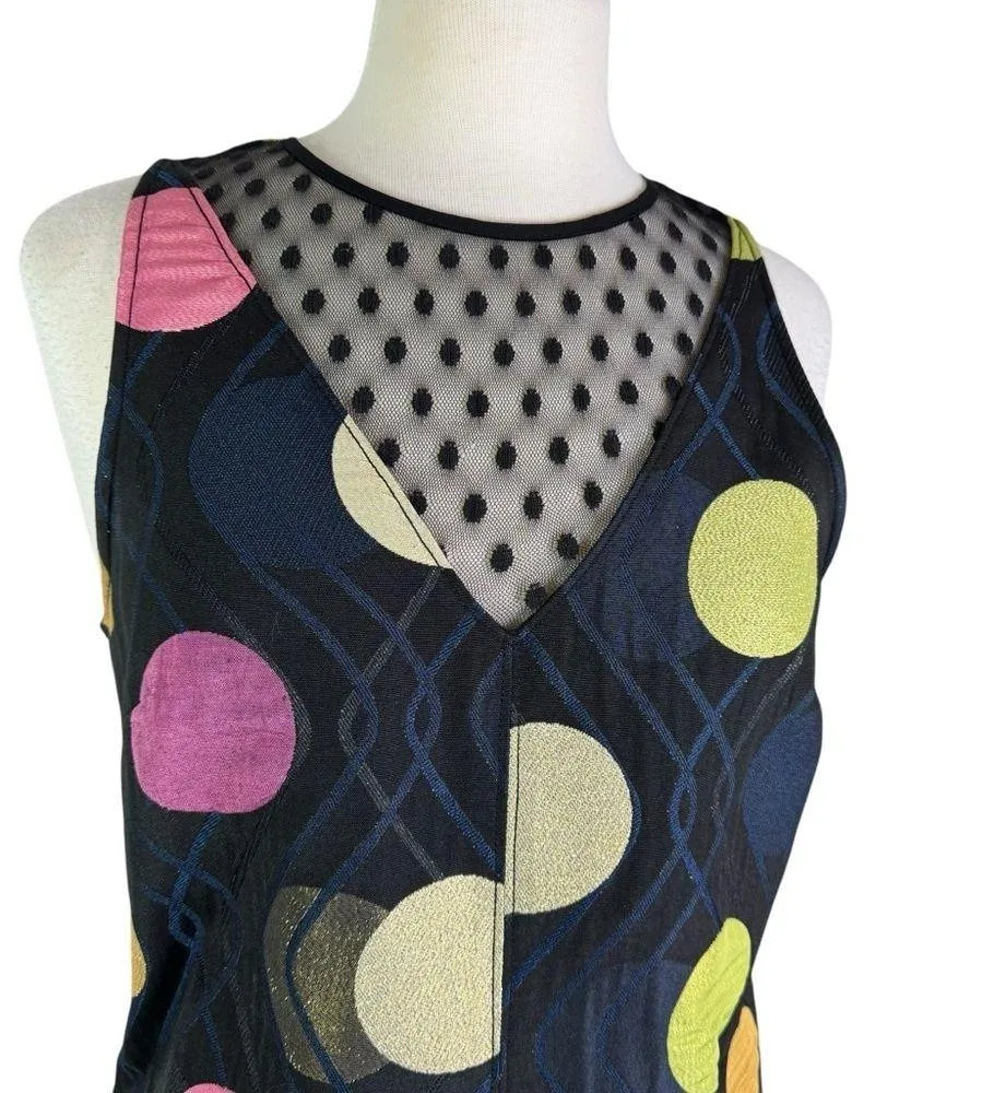Anthropologie Maeve Tilde Metallic Polka Dot Mini Dress Navy Size S - Image 4