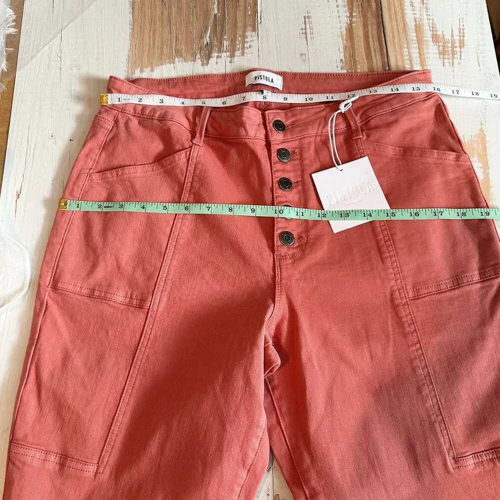 Pistola Jeans High Rise Button Front Slim Straight Leg Red Rock Wash Size 32 - Image 8