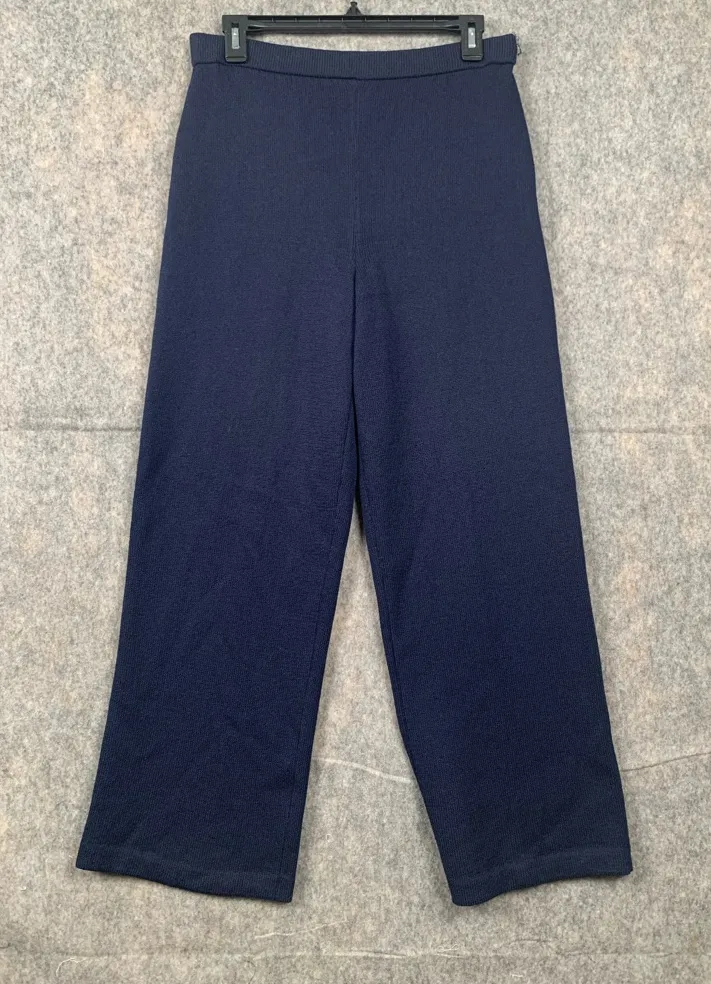 St. John Collection Womens Size 4 Santana Knit Wool Blend Wide-Leg Pant Navy - Image 1