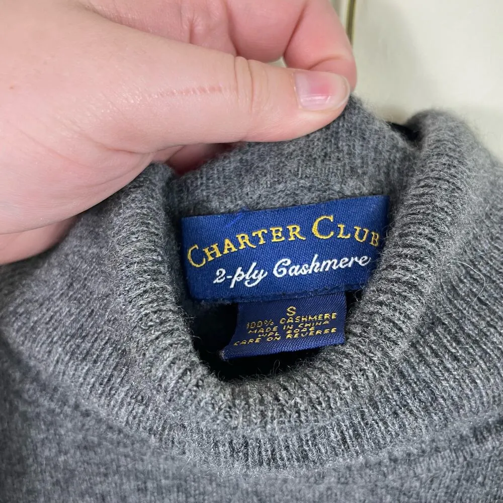 Charter Club Dark Gray Long Sleeve Turtleneck Plush Knit 2 Ply Cashmere Sweater - Image 6