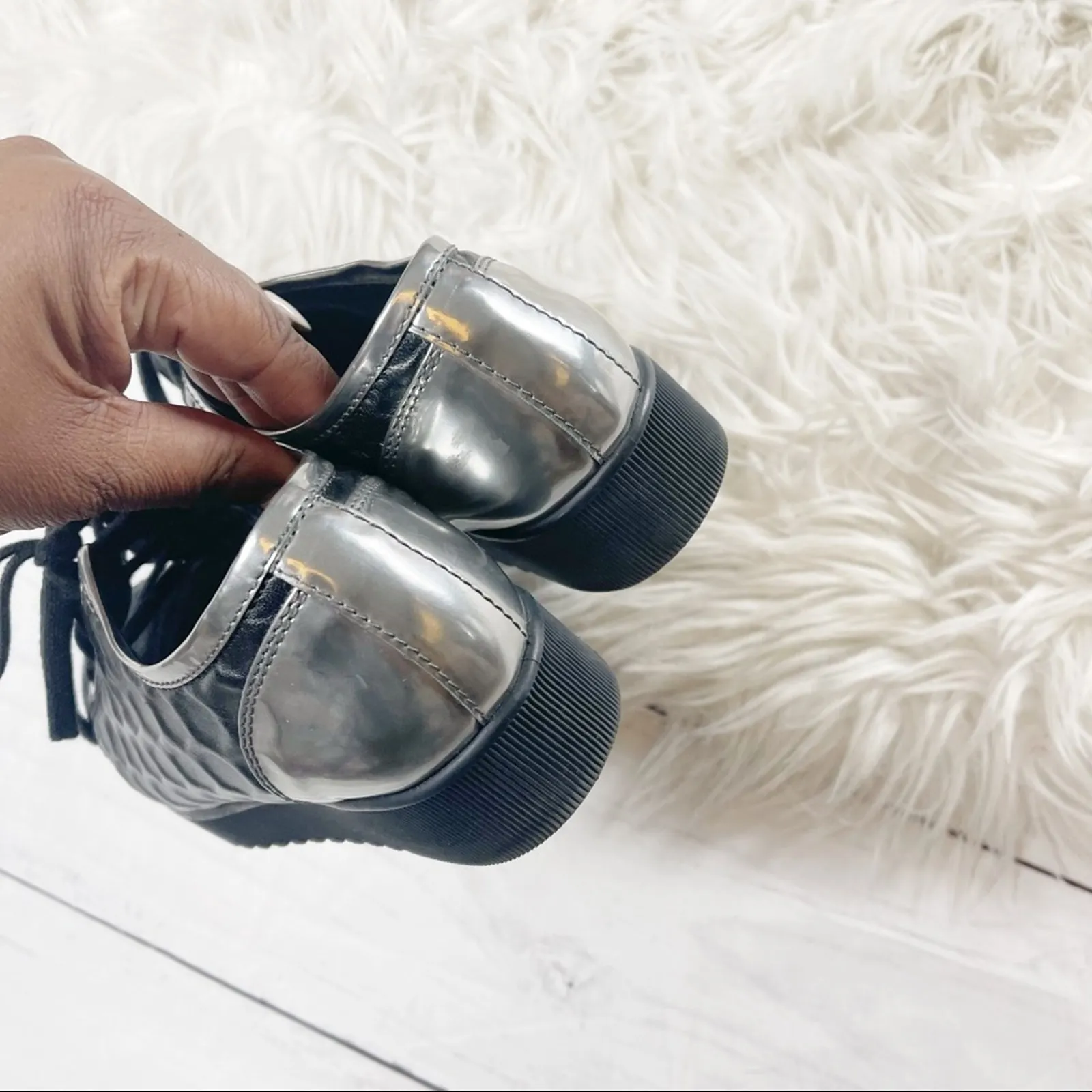 Aquatalia Women's Aida Weatherproof Black Platform Sneaker Lace up Style‎ Size 6 - Image 6