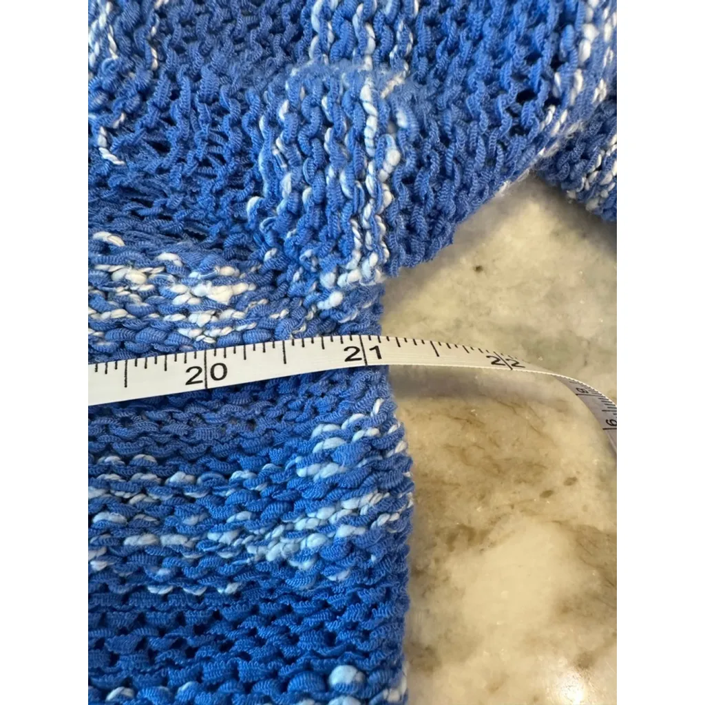 Women's Caribbean Joe Blue & White Striped Crew Neck Sweater L - Image 4