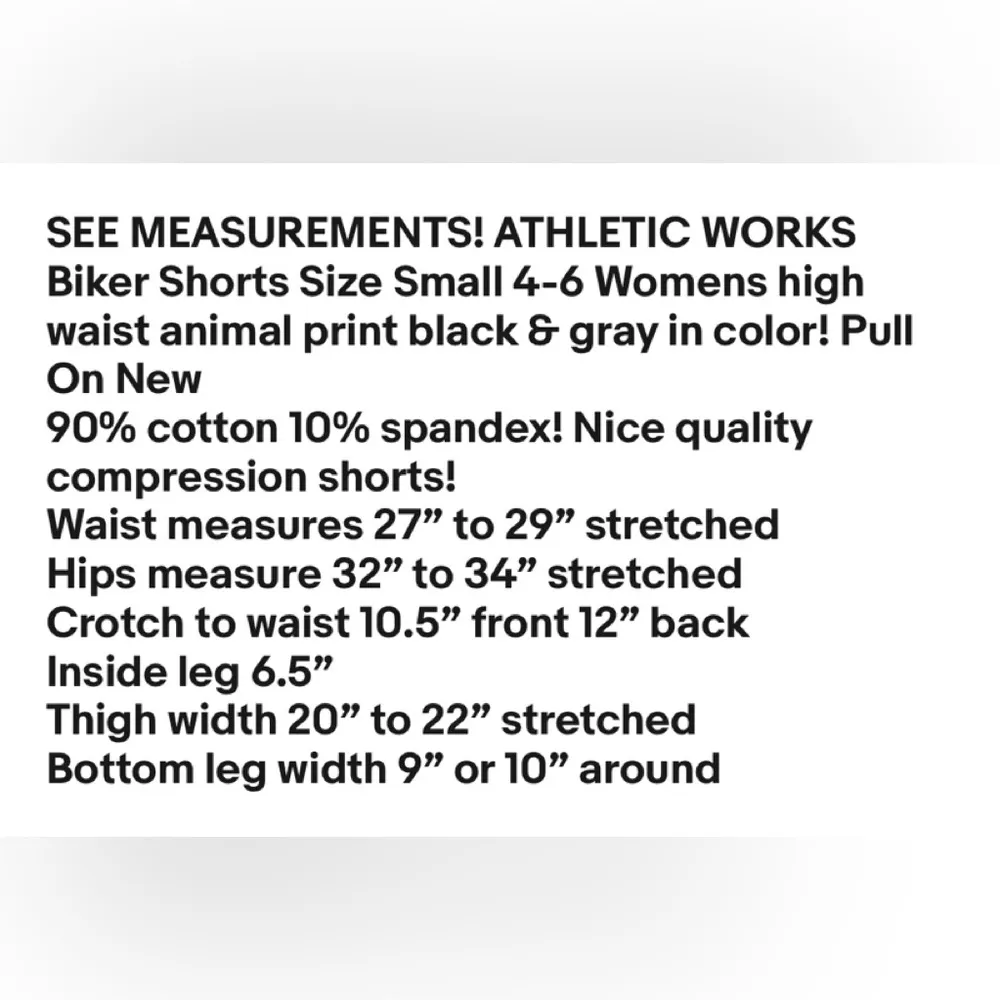 ATHLETIC WORKS Biker Shorts Size Small 4-6 Womens BLACK GRAY High Waist NWOT - Image 7