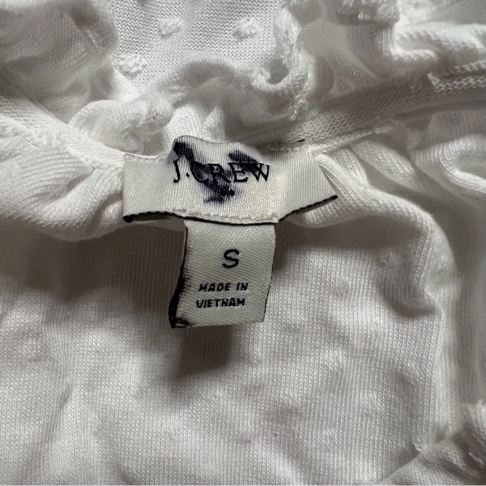 J.Crew Factory Ruffle Sleeve Clip-Dot Sleeveless Top Small Women’s White GUC. - Image 4