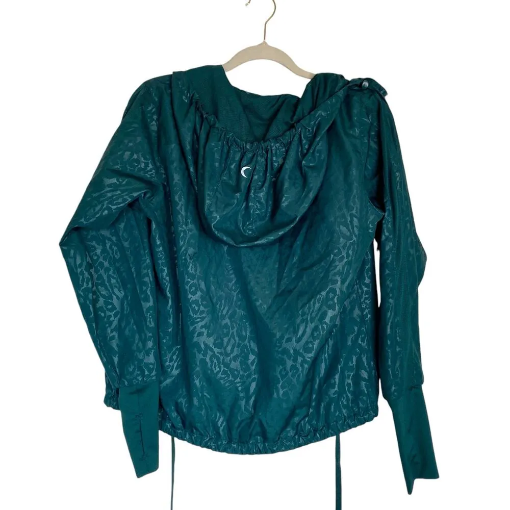 ZYIA ACTIVE Jade Bomber Jacket Green Leopard Animal Print Size Small Athletic - Image 3