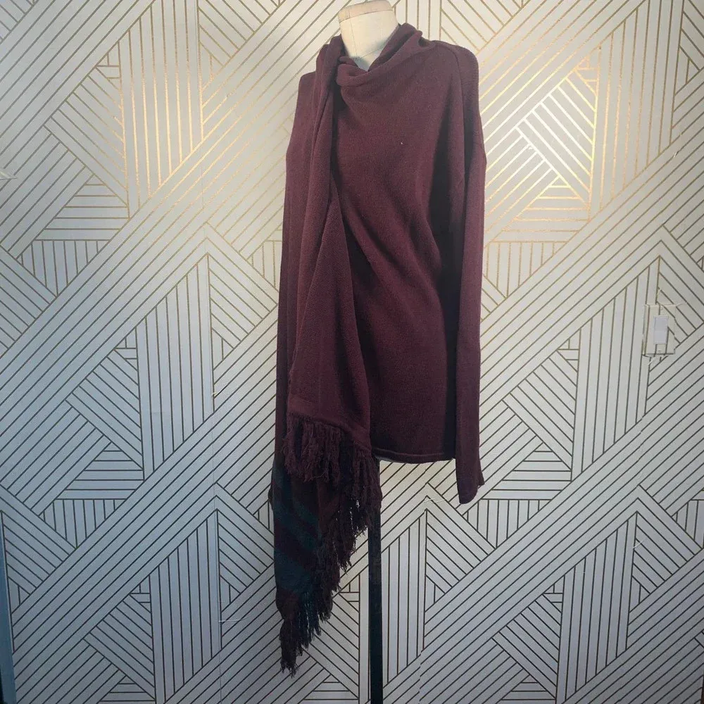 CAbi Port‎ Wine Fringe Wrap Cardigan Sweater - Image 8