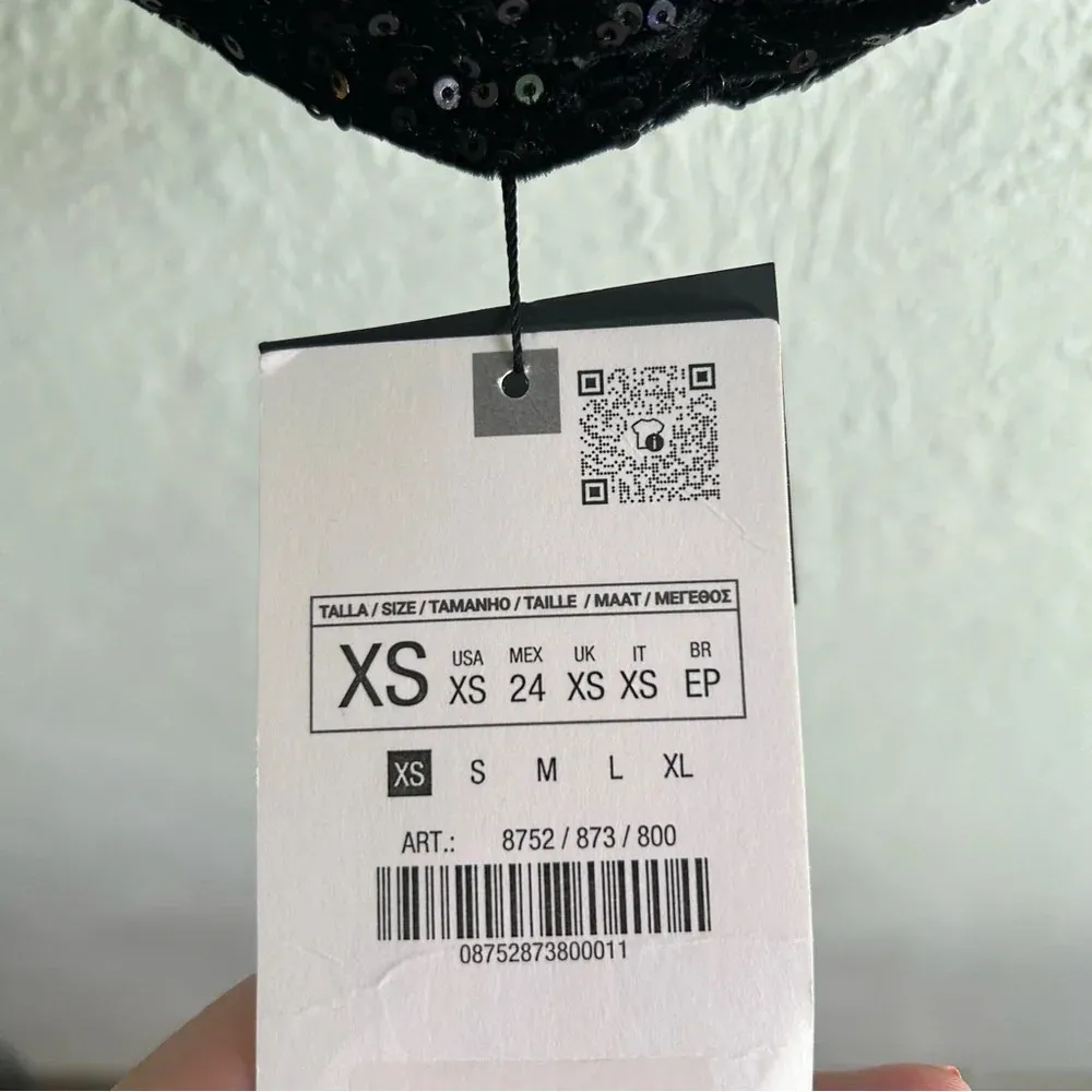 Zara Sequin Halter Vest Top Black Sz XS NWT - Image 5