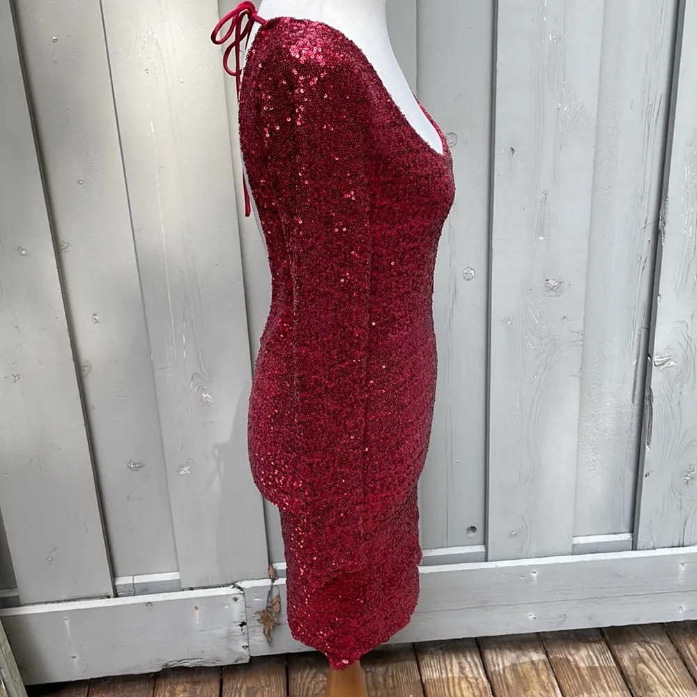 La Cite’ Paris Super Hot Sexy Red Sequined Bodycon Mini Dress Size S 🔥 - Image 5
