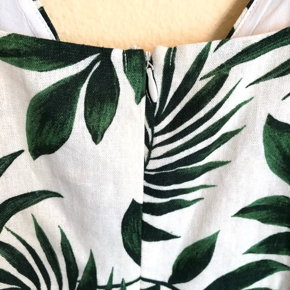 NEW LUSH Linen Blend Leaf Print Romper S - Image 8