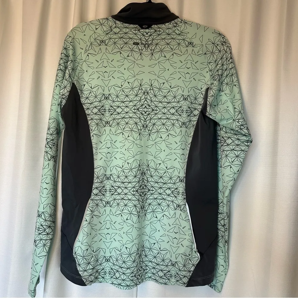 Sugoi Women’s Large Cycling Fleece Top Long Sleeve Aqua Midzero 1/4 Zip EUC Green - Image 7