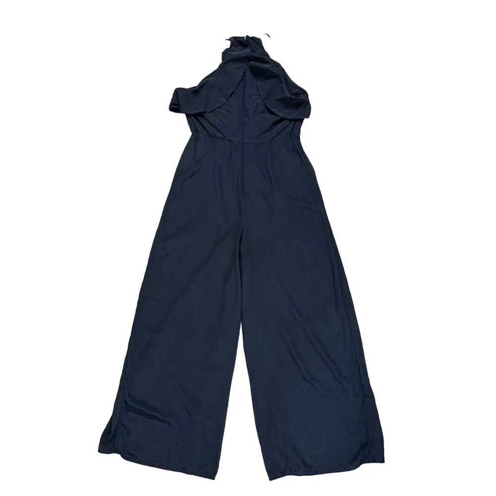 Zimmerman Black Sleeveless Ruffle-Frill Wide Leg Jumpsuit 100% Silk Size 1 (6) - Image 4