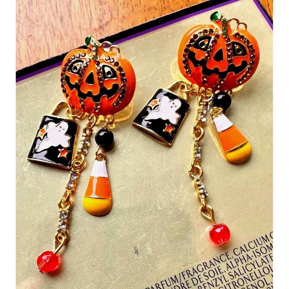 Halloween Earrings New Jack O Lantern Candy Corn Ghost Beads Pumpkin Pie… - Image 5