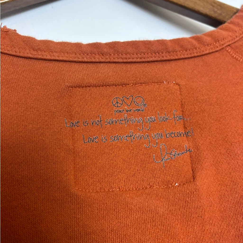 Peace Love World Rust Orange Comfy Crewneck Dog Embroidered Sweater - Image 6