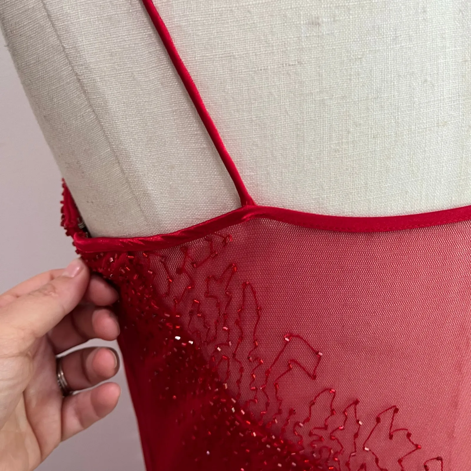 Vintage 1990s Dave and Johnny by Laura Ryner Red Formal Gown Sz 11/12 - Image 8