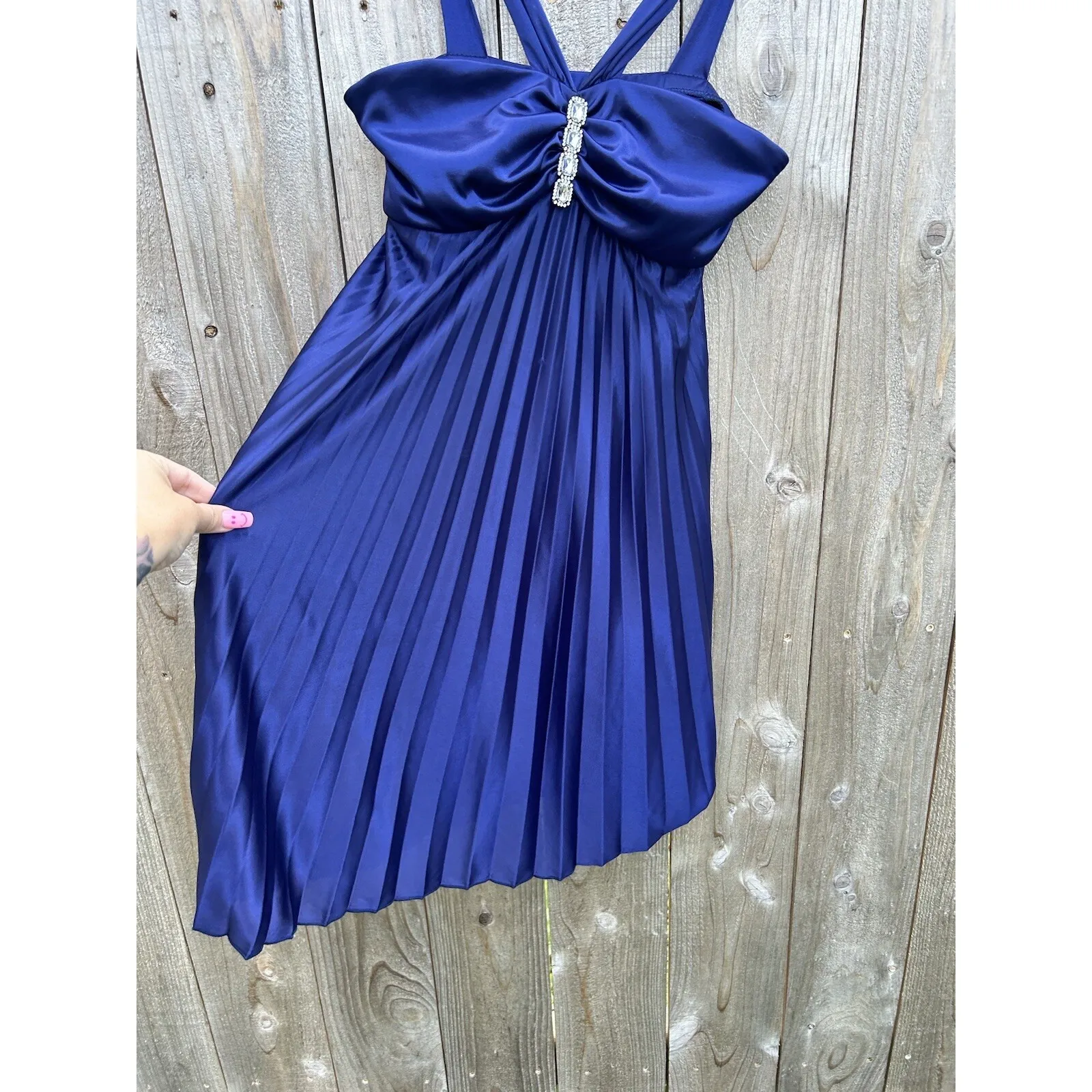 B. darlin womens Blue dress 5 6 rhinestone Jeweled Prom‎ Evening Junior - Image 3