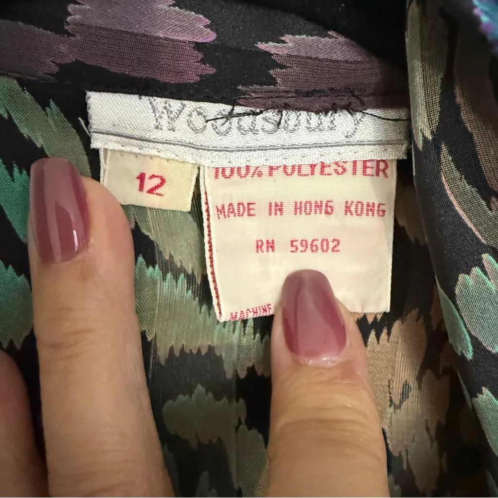 Woodsoury Multicolor Patterned Women's Top Rainbow Cheetah Size 12 VTG Pink - Image 2