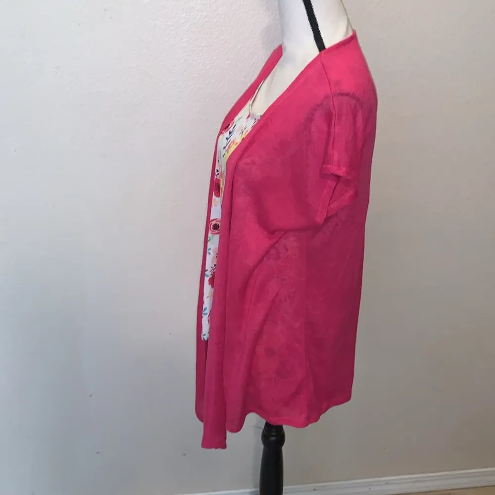 Time and Tru relaxed fit cardigan tank set pink floral - Image 3