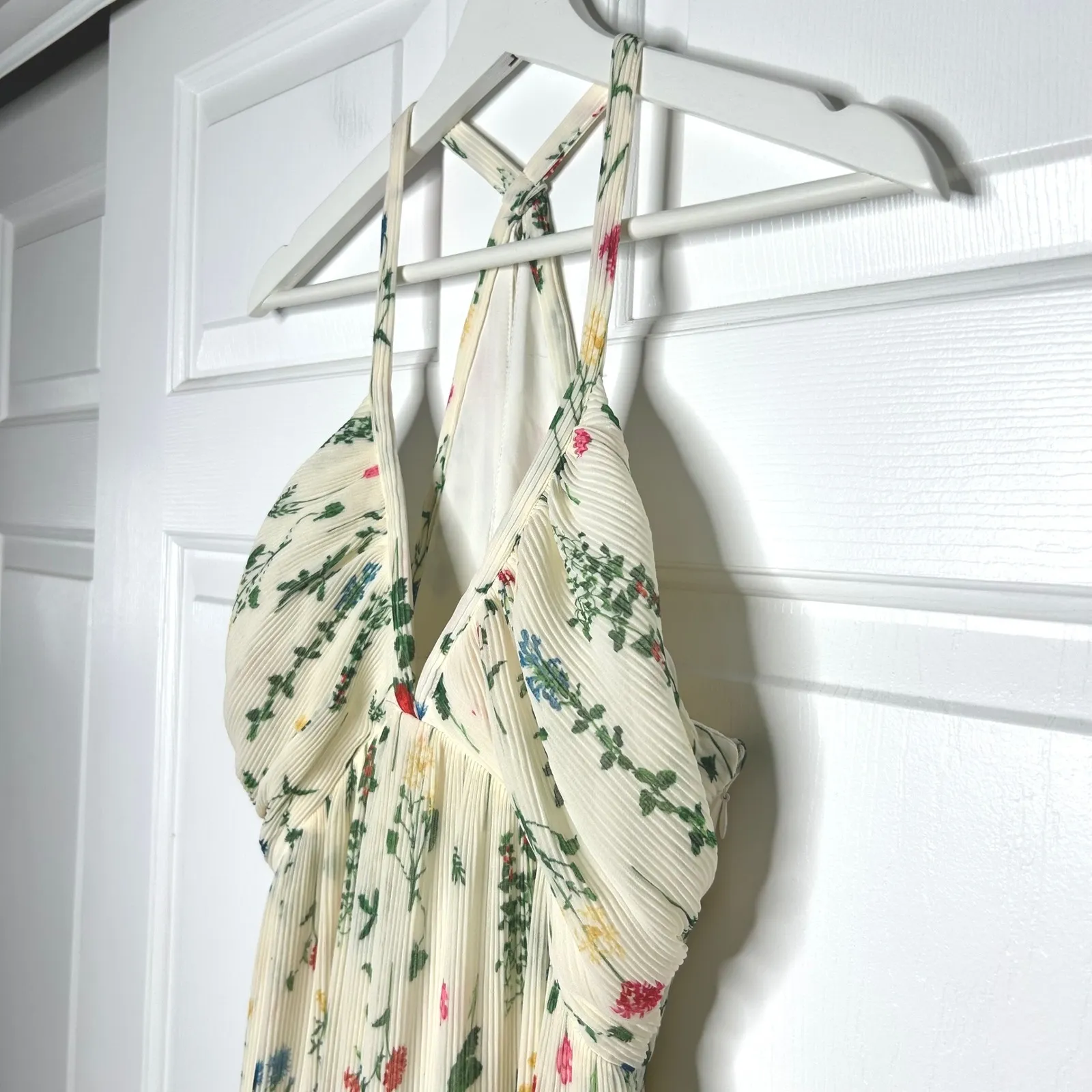CeCe NWT Women's Floral Print Halter Maxi Dress Ivory Size‎ S - Image 6