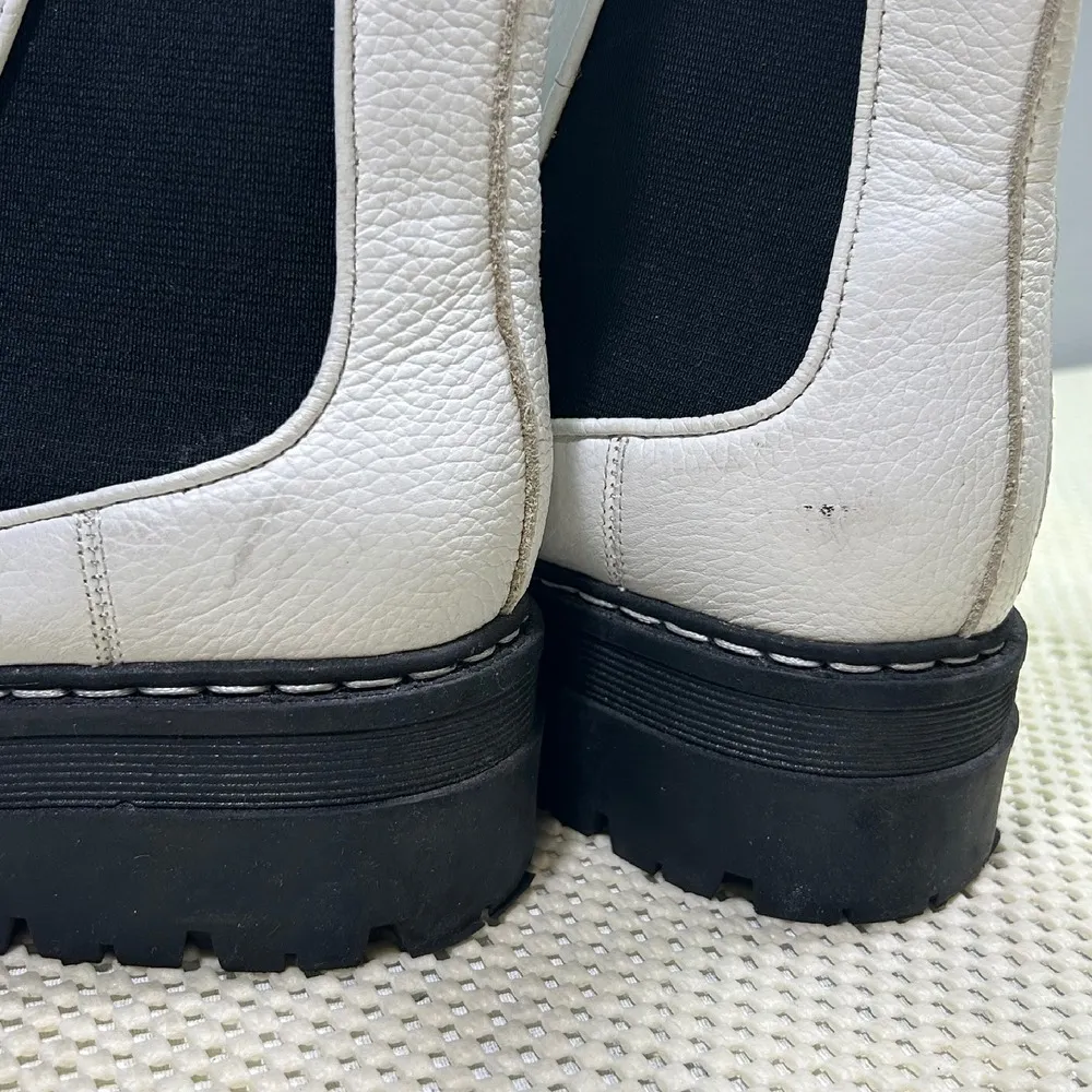 Marc Fisher MLPrivi White Leather Chelsea Boots Platform‎ Lug Sole Womens 6.5M - Image 5