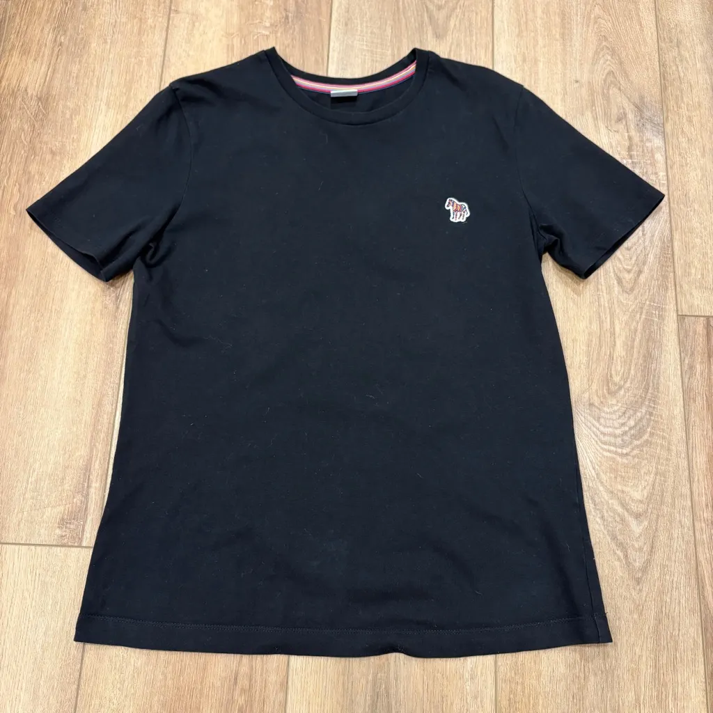 🌟PS PAUL SMITH🌟 SHORT SLEEVE CREW NECK ZEBRA LOGO COTTON T SHIRT BLACK SZ M Size M - Image 3