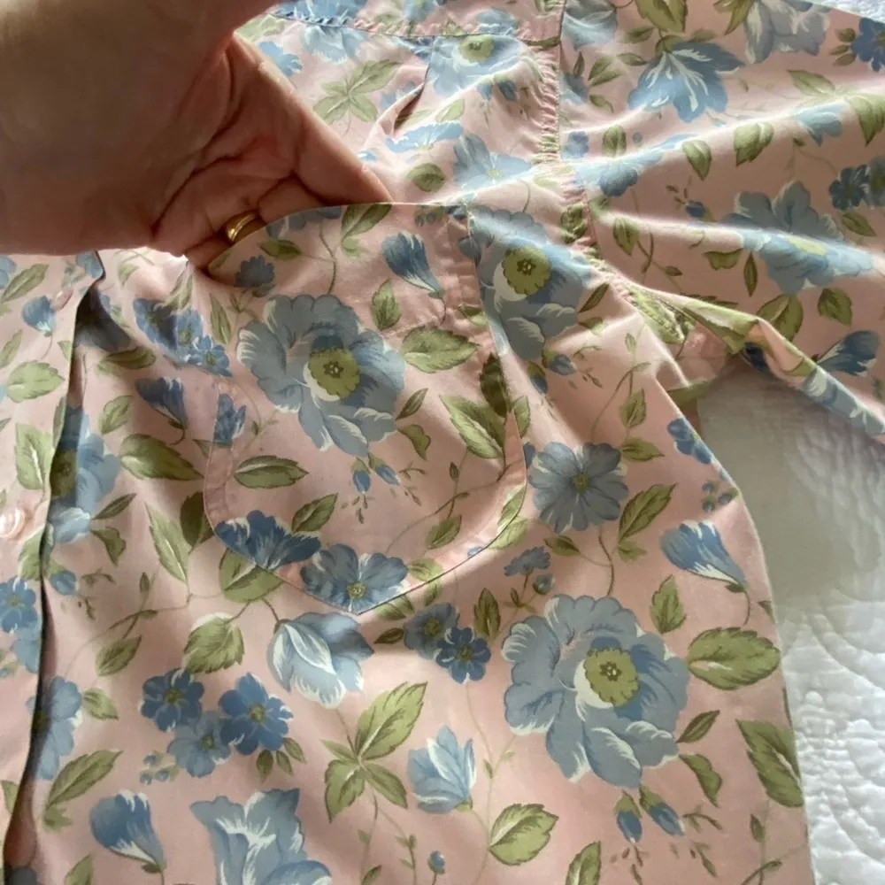 Hasting & Smith Vintage Button Up Shirt Dusty Pink Floral Short Sleeve Size 14 - Image 9