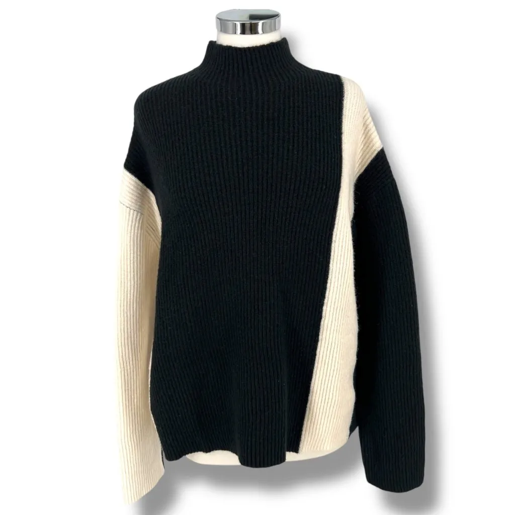 Commense Miss Paris Black White Colorblock Ribbed Knit Sweater Size Small - Image 14