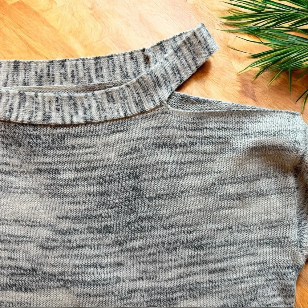 Michael Stars Black Marbled One-Shoulder Tunic Sweater - Size L - Linen Blend - Image 8