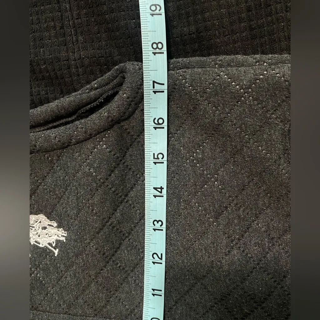 U.S. Polo Assn Dark Gray Quilted Vest Snap/Zip Up Collar Sherpa Size 8 Logo‎ - Image 8