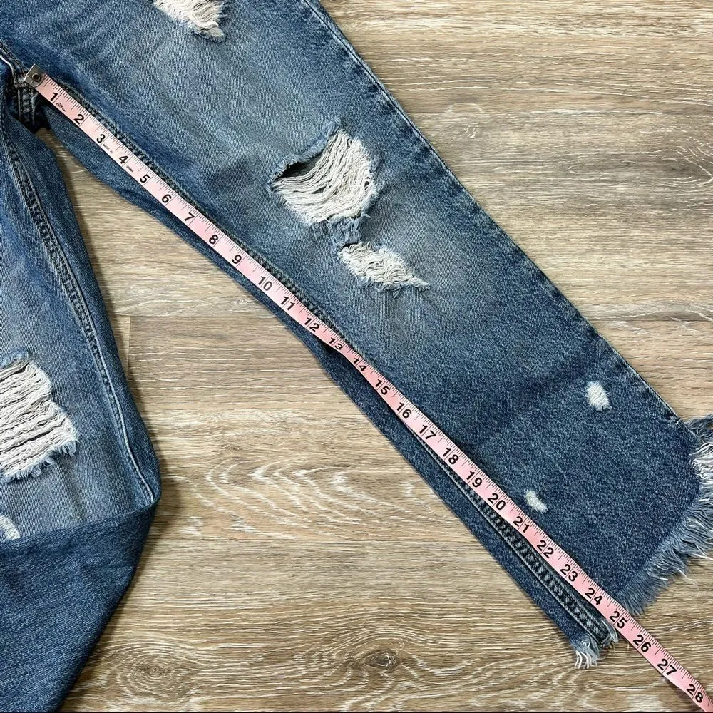 Zara boyfriend‎ jeans distressed frayed hem w/ leopard detail - Image 8