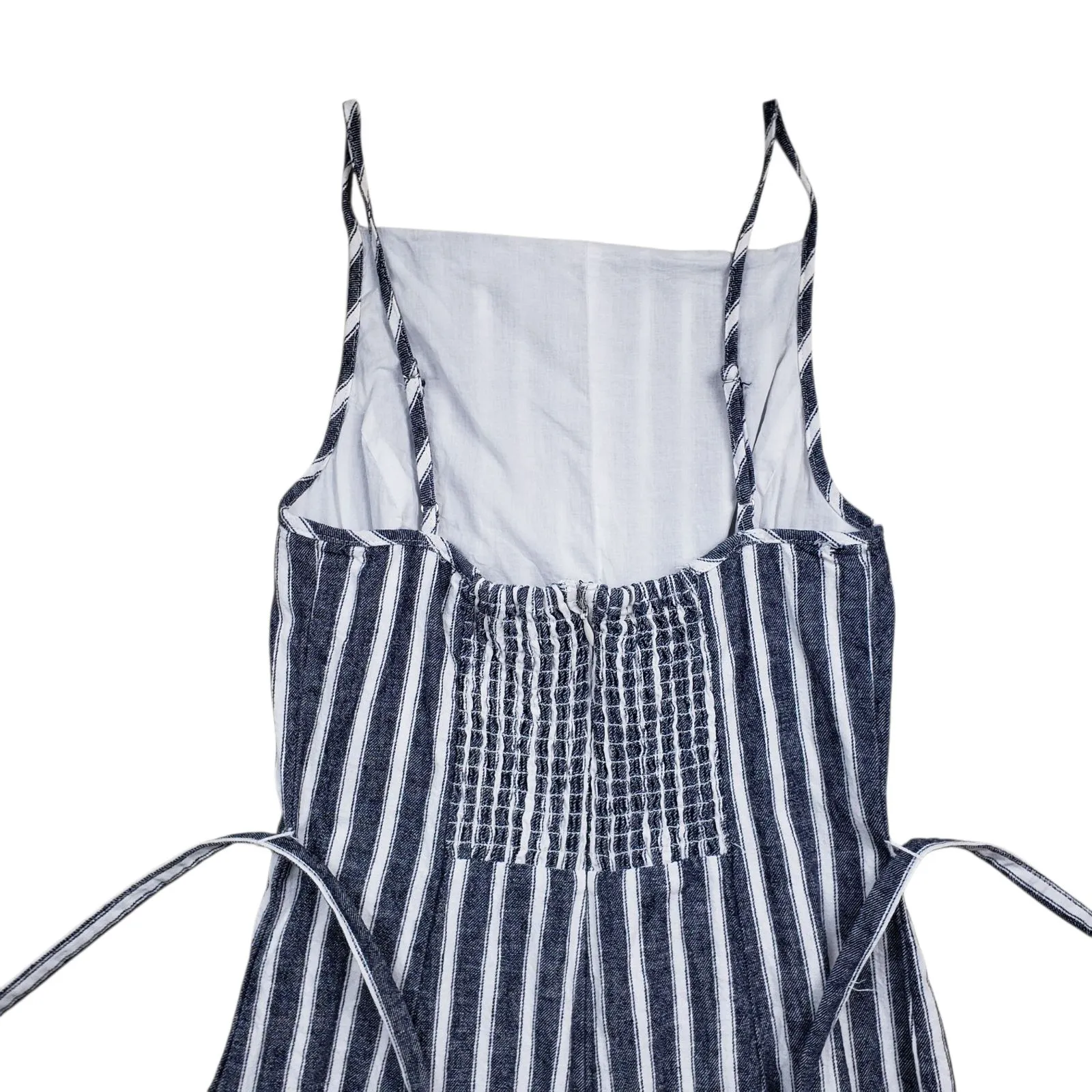 Madwell Pleated Wide Leg Linen Jumpsuit Womens Size 00 Pinstripe - Image 9